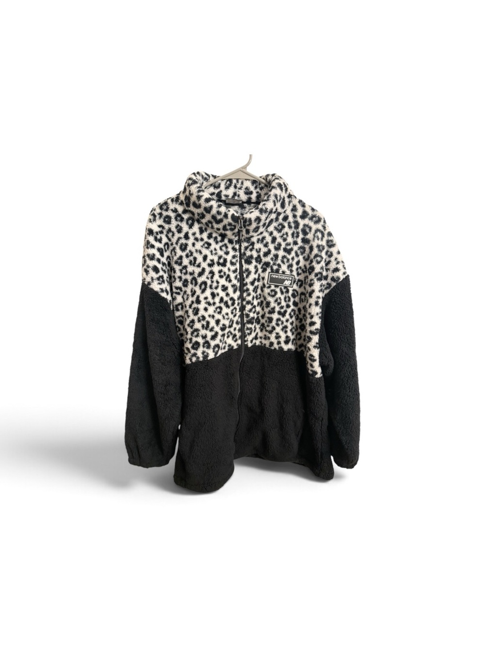 Women’s New Balance Women's Color-Block Leopard Sherpa Fleece full zip Jacket.
